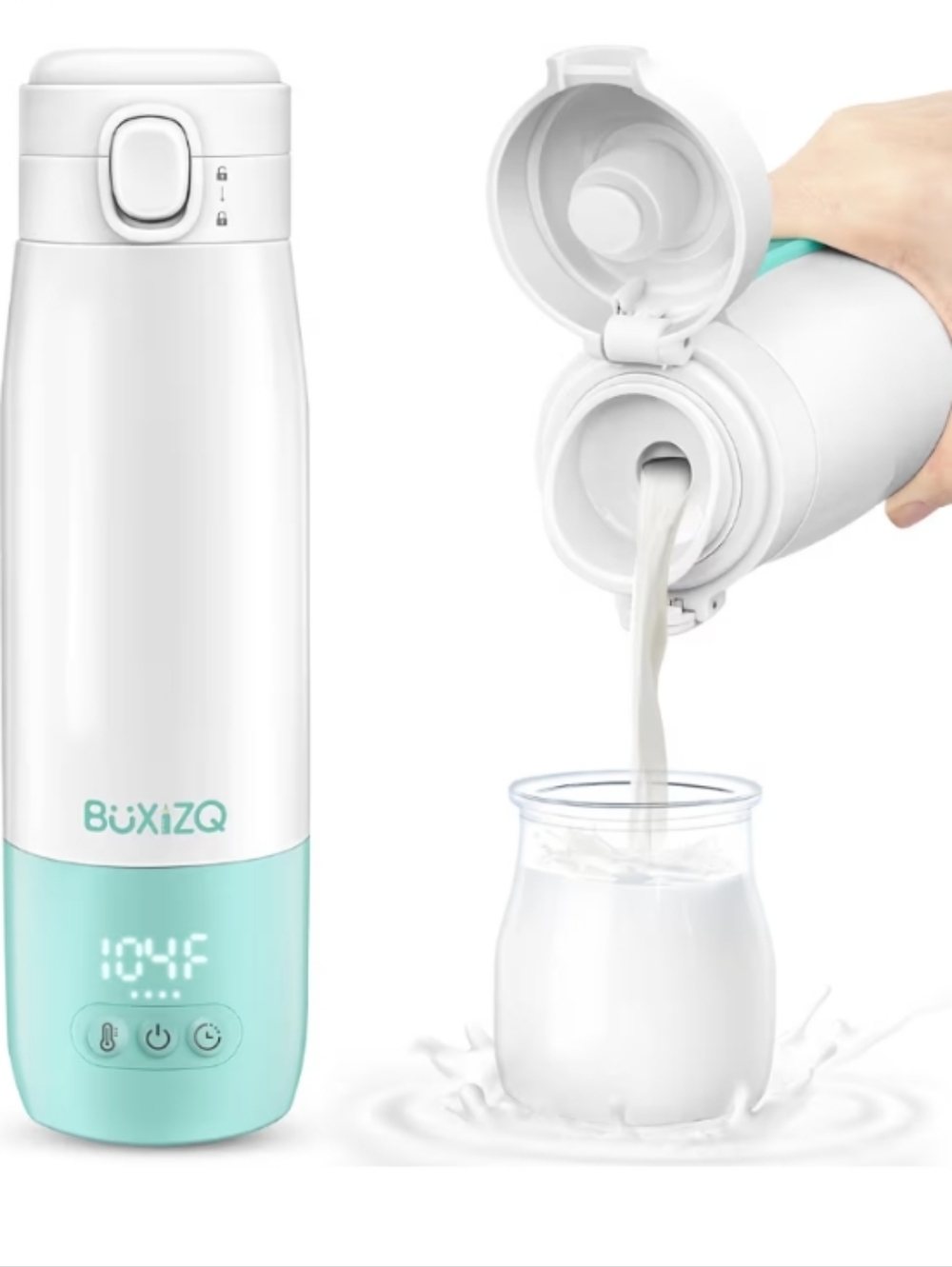 BÜXIZQ White & Mint Smart Thermos Bottle